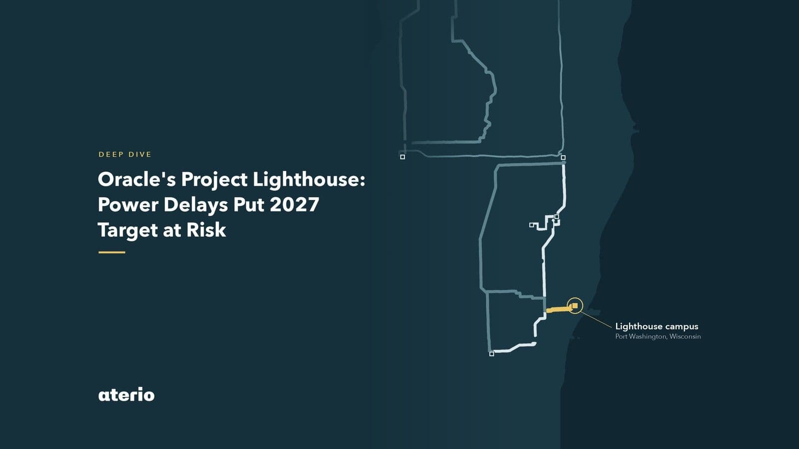 Project Lighthouse campus in Port Washington, Wisconsin: electrical plan beside satellite imagery from 10 September 2026
